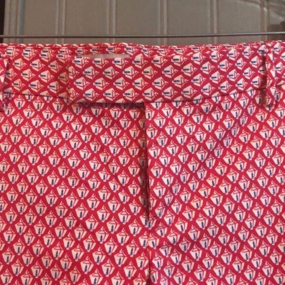 Gap Slim Cropped Stretch Pants Pink/White/Blue Geometric Print Size 4 - Picture 3 of 7
